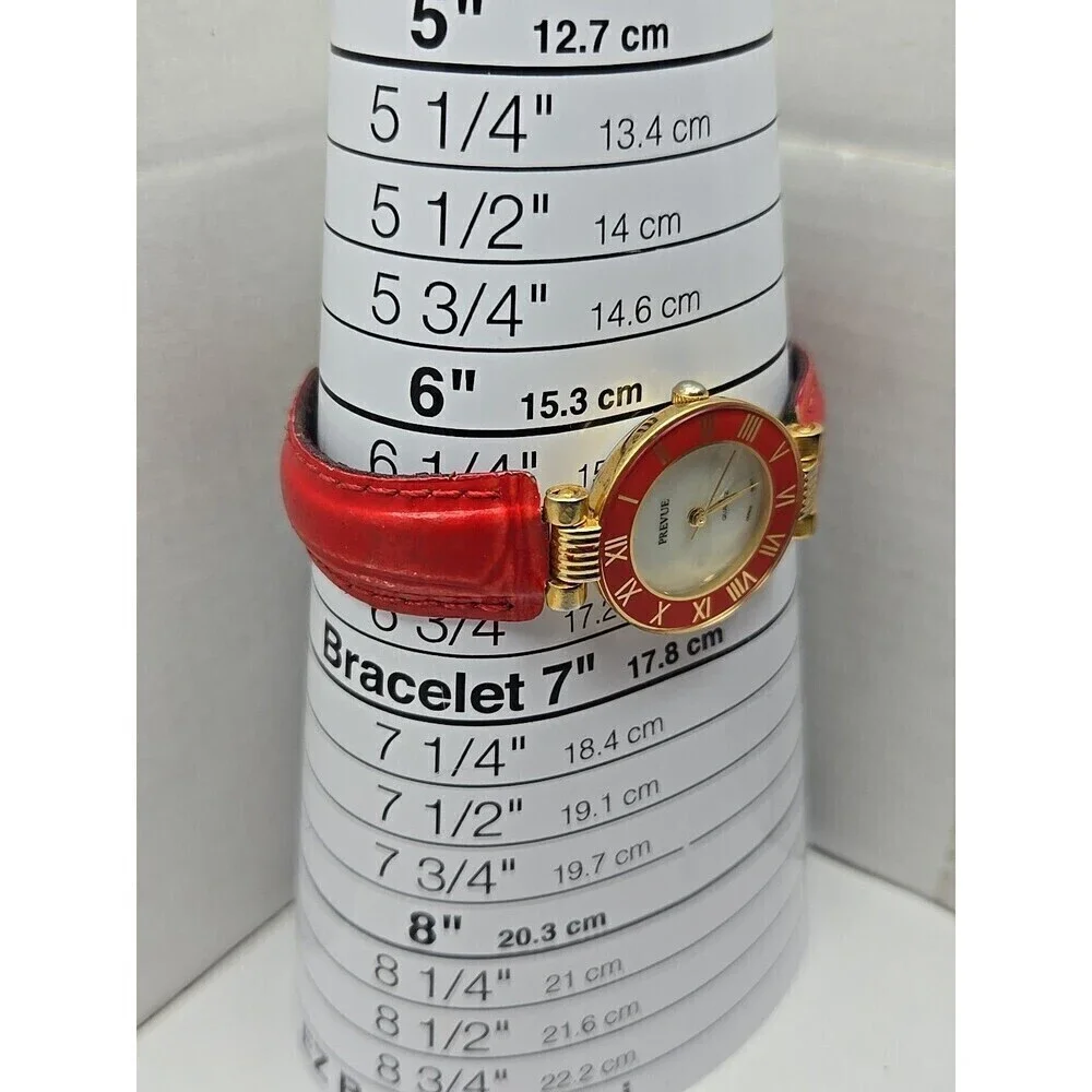 Vintage Prevue Timewear V3060 Ladies Red Enamel Bezel Watch New Battery Unique